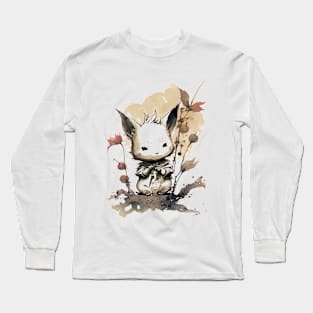 Kawaii Moogle inspired Sumi-e Art Long Sleeve T-Shirt